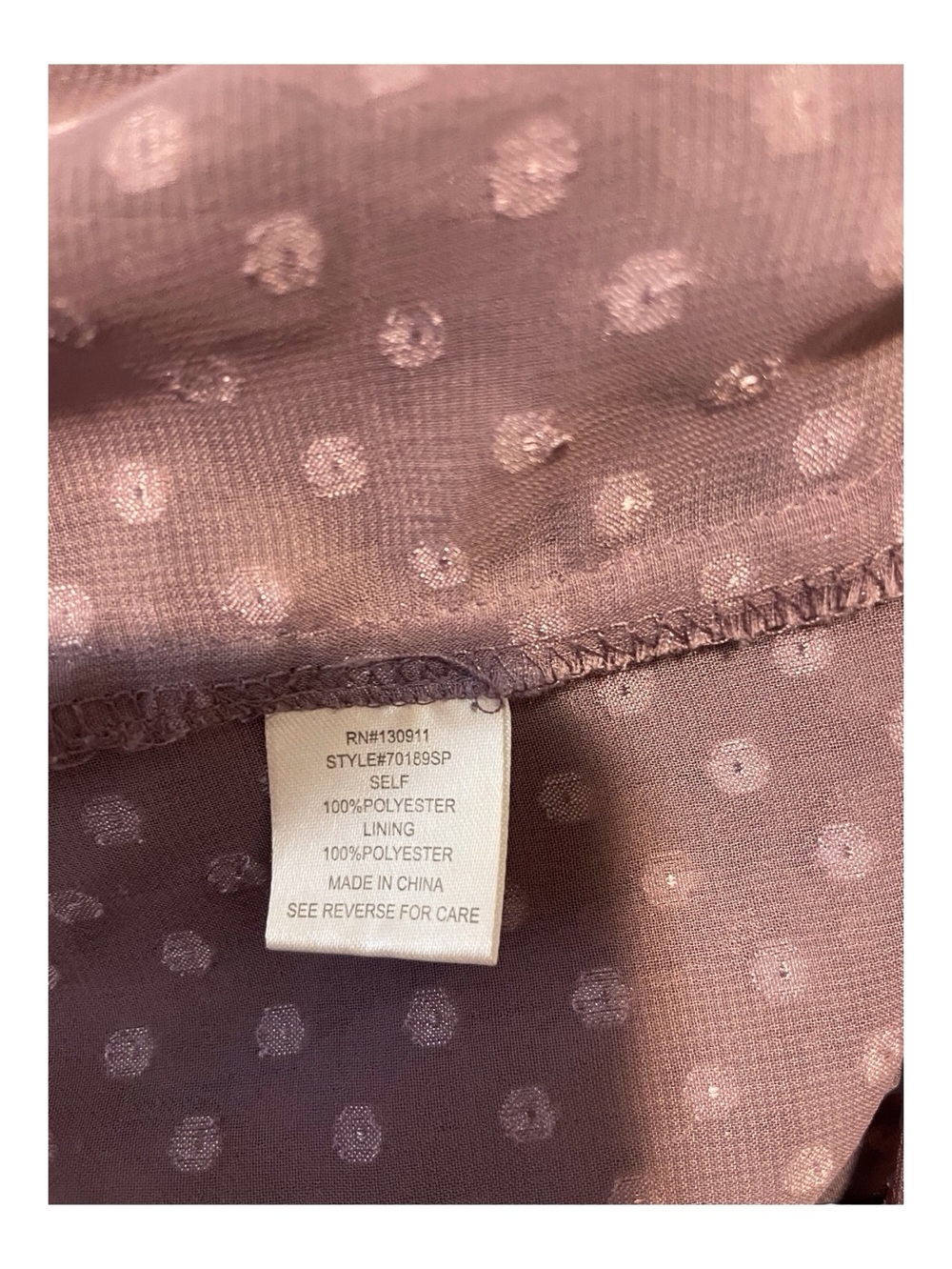 Daniel Rainn Women's Purple Polka Dot Lace Trim Blouse, L - Picture 6 of 8